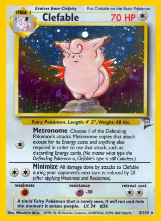 Clefable #5 · Base Set 2 Pokémon card