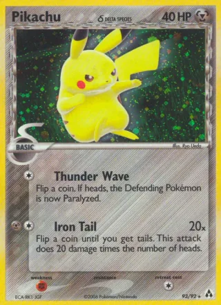 Pikachu δ #93 · Legend Maker Pokémon card