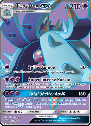 Toxapex GX #136 · Guardians Rising Pokémon card