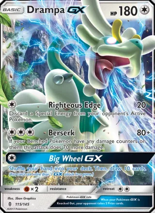 Drampa GX #115 · Guardians Rising Pokémon card