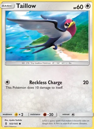 Taillow #103 · Guardians Rising Pokémon card