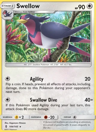 Swellow #104 · Guardians Rising Pokémon card