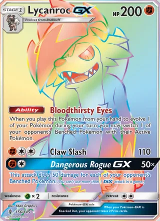 Lycanroc GX #156 · Guardians Rising Pokémon card