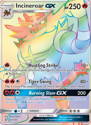Incineroar GX #147 · Guardians Rising Pokémon card