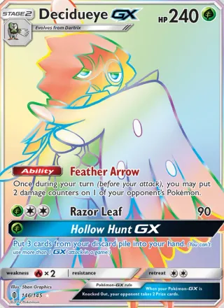 Decidueye GX #146 · Guardians Rising Pokémon card