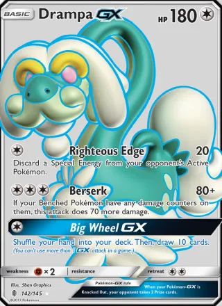 Drampa GX #142 · Guardians Rising Pokémon card