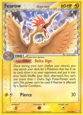 Fearow δ #18 · Crystal Guardians Pokémon card