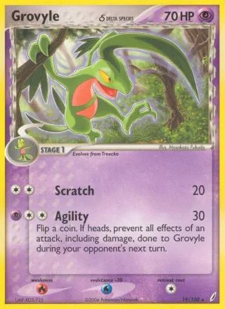 Grovyle δ #19 · Crystal Guardians Pokémon card