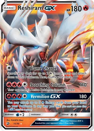 Reshiram GX #11 · Dragon Majesty Pokémon card