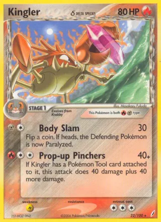 Kingler δ #22 · Crystal Guardians Pokémon card