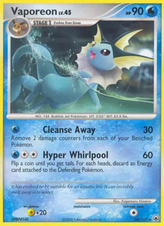 Vaporeon #34 · Majestic Dawn Pokémon card