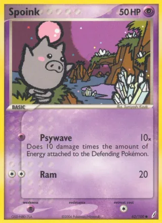 Spoink #62 · Crystal Guardians Pokémon card