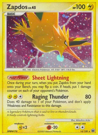 Zapdos #14 · Majestic Dawn Pokémon card
