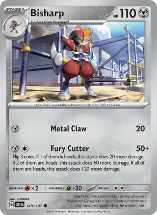Bisharp #149 · Obsidian Flames Pokémon card