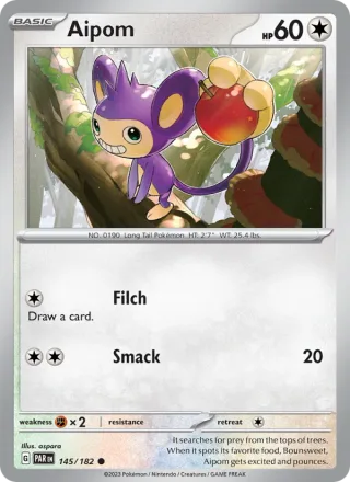 Aipom #145 · Paradox Rift Pokémon card