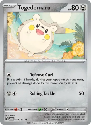 Togedemaru #151 · Obsidian Flames Pokémon card