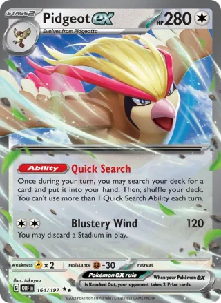 Pidgeot ex #164 · Obsidian Flames Pokémon card