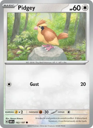 Pidgey #162 · Obsidian Flames Pokémon card