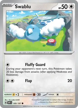 Swablu #169 · Obsidian Flames Pokémon card