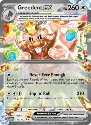Greedent ex #179 · Obsidian Flames Pokémon card