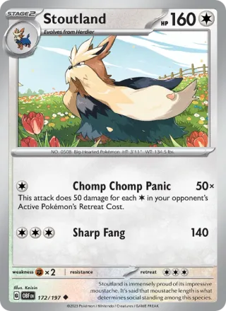 Stoutland #172 · Obsidian Flames Pokémon card