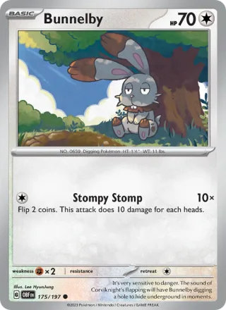 Bunnelby #175 · Obsidian Flames Pokémon card