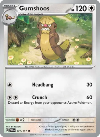 Gumshoos #177 · Obsidian Flames Pokémon card