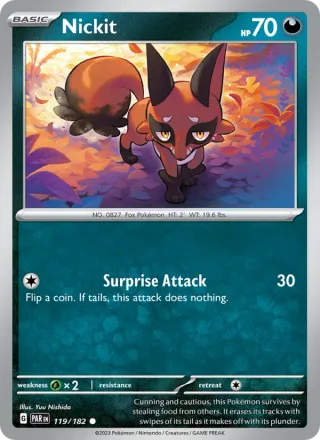 Nickit #119 · Paradox Rift Pokémon card