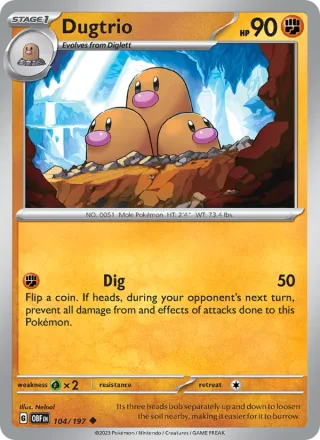 Dugtrio #104 · Obsidian Flames Pokémon card