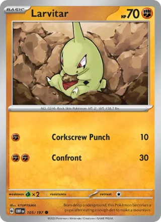 Larvitar #105 · Obsidian Flames Pokémon card