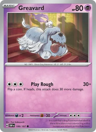 Greavard #100 · Obsidian Flames Pokémon card