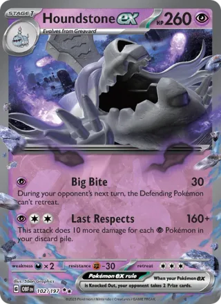 Houndstone ex #102 · Obsidian Flames Pokémon card