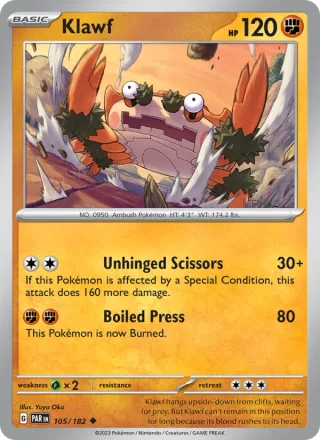 Klawf #105 · Paradox Rift Pokémon card