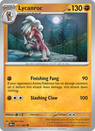 Lycanroc #117 · Obsidian Flames Pokémon card