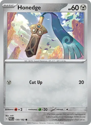 Honedge #130 · Paradox Rift Pokémon card