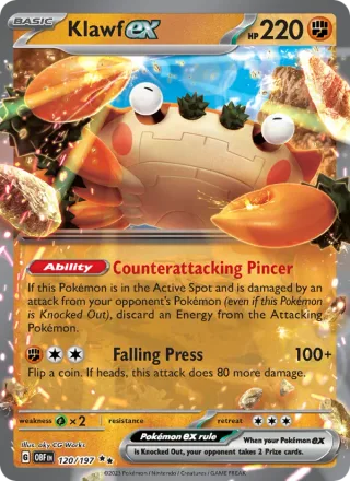 Klawf ex #120 · Obsidian Flames Pokémon card