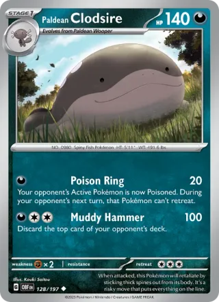 Paldean Clodsire #128 · Obsidian Flames Pokémon card