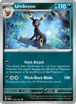 Umbreon #130 · Obsidian Flames Pokémon card