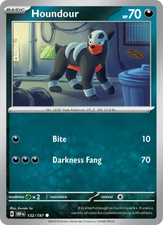 Houndour #132 · Obsidian Flames Pokémon card