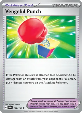 Vengeful Punch #197 · Obsidian Flames Pokémon card