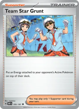 Team Star Grunt #195 · Obsidian Flames Pokémon card
