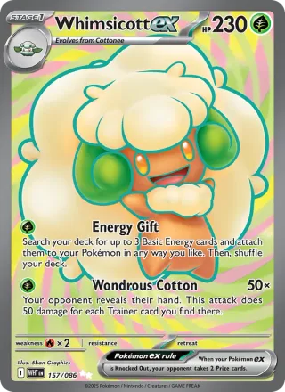 Whimsicott ex #157 · White Flare Pokémon card