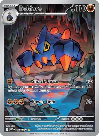Boldore #128 · White Flare Pokémon card