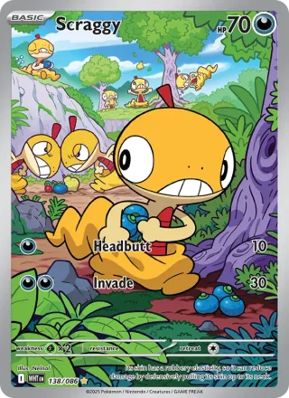 Scraggy #138 · White Flare Pokémon card