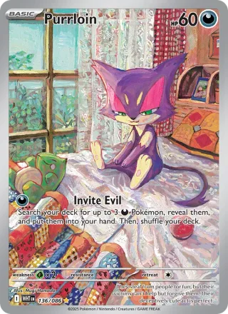 Purrloin #136 · White Flare Pokémon card