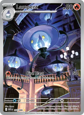 Lampent #102 · White Flare Pokémon card