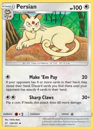 Persian #126 · Team Up Pokémon card