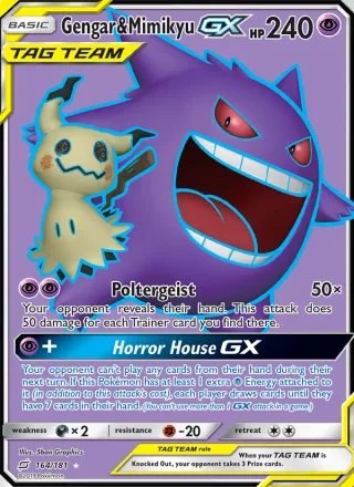 Gengar & Mimikyu GX #164 · Team Up Pokémon card