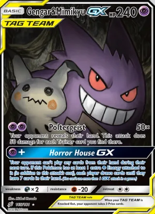 Gengar & Mimikyu GX #165 · Team Up Pokémon card