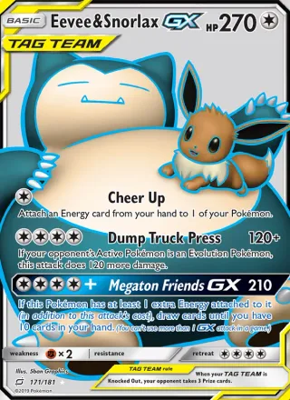 Eevee & Snorlax GX #171 · Team Up Pokémon card